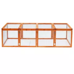 PawHut Wooden Rabbit Hutch Cage 6ft with Wire Mesh, Openable Roof, Play Space for Outdoor, Natural Wood Finish - 8