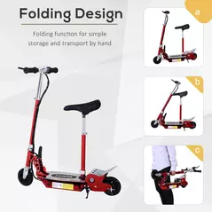 HOMCOM Foldable Electric Scooter for Teens Over 7 years old 12V Battery 120W-Red - 5