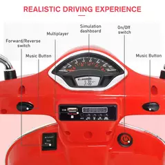 HOMCOM Kids Ride On Motorcycle, 6V, W/LED Lights-Red - 5