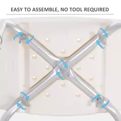 HOMCOM Height Adjustable Bath Stool, Aluminium Shower Stool with Non-Slip Pads for Elderly, Disabled, Seniors, Pregnant, White - 5