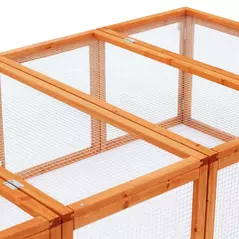 PawHut Wooden Rabbit Hutch Cage 6ft with Wire Mesh, Openable Roof, Play Space for Outdoor, Natural Wood Finish - 9
