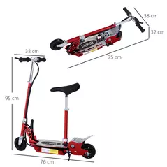 HOMCOM Foldable Electric Scooter for Teens Over 7 years old 12V Battery 120W-Red - 3