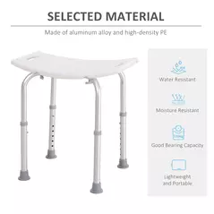 HOMCOM Height Adjustable Bath Stool, Aluminium Shower Stool with Non-Slip Pads for Elderly, Disabled, Seniors, Pregnant, White - 6