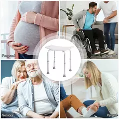 HOMCOM Height Adjustable Bath Stool, Aluminium Shower Stool with Non-Slip Pads for Elderly, Disabled, Seniors, Pregnant, White - 8