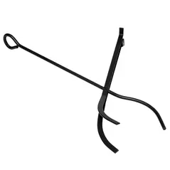 Outsunny Metal Firewood Log Holder 2 Layer Firewood Rack Indoor Outdoor Fireplace Wood Storage Shelf with 4 Tools and Hooks, Black, 40L x 30W x 74.5H cm - 8