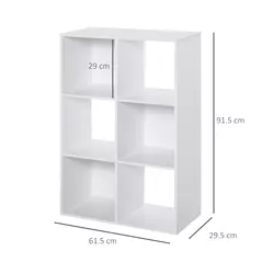 HOMCOM 6-Cube Bookshelf - White - 3