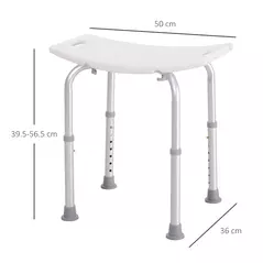 HOMCOM Height Adjustable Bath Stool, Aluminium Shower Stool with Non-Slip Pads for Elderly, Disabled, Seniors, Pregnant, White - 3