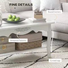 HOMCOM White Coffee Table Wood Cocktail Tea Centre Table with Storage Shelf for Living Room Reception Room, 94L x 44W x 42H cm - 6