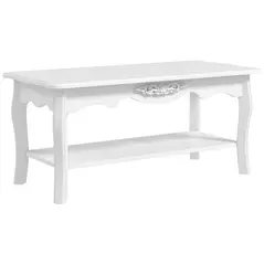 HOMCOM White Coffee Table Wood Cocktail Tea Centre Table with Storage Shelf for Living Room Reception Room, 94L x 44W x 42H cm - 1
