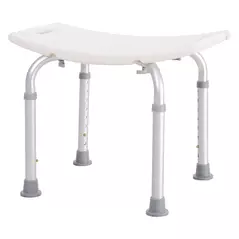 HOMCOM Height Adjustable Bath Stool, Aluminium Shower Stool with Non-Slip Pads for Elderly, Disabled, Seniors, Pregnant, White - 1