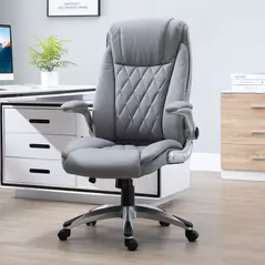 Vinsetto Faux Leather Executive Swivel Office Chair - Grey - 2