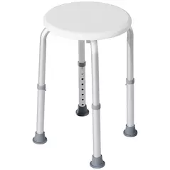 HOMCOM Shower Chair, Height Adjustable Aluminium Shower Stool with Non-Slip Feet for Disabled, Elderly, White - 1