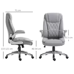 Vinsetto Faux Leather Executive Swivel Office Chair - Grey - 3