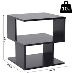 HOMCOM Side Table, Square Coffee Table, Modern End Table with 2 Tier Storage Shelves for Living Room, Bedroom, Black - 3
