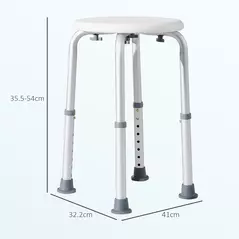 HOMCOM Shower Chair, Height Adjustable Aluminium Shower Stool with Non-Slip Feet for Disabled, Elderly, White - 3