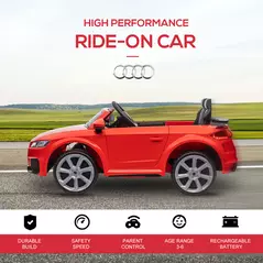 HOMCOM Kids Licensed Audi TT Ride-On Car 12V Battery w/ Remote Suspension Headlights and MP3 Player 3km/h Red - 6