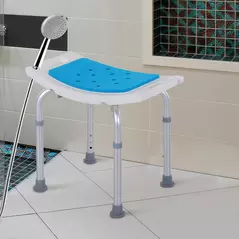 HOMCOM Shower Chair, Adjustable Height Shower Stool with Aluminium Frame and Non-Slip Feet, Bathtub Stool Seat for Elderly Disabled Handicap, Blue - 7
