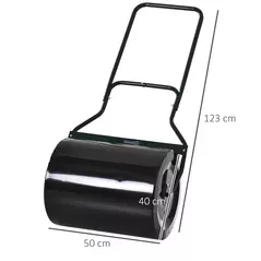 Outsunny φ50cm Steel Garden Lawn Roller Push Pull w/ Fillable Cylinder Water Sand Plug Lawn Flatten Seed Sow Rolling Drum w/ Handle - 3