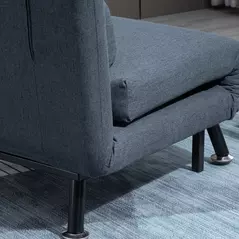 HOMCOM Linen Chair Bed, 3-in-1 Convertible Sleeper Chair with Adjustable Backrest, Pillow, for Living Room, Bedroom, Dark Grey - 9