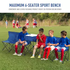 Outsunny 6 Seat Folding Sports Bench Portable Sports Team Bench Spectator Chair with Cooler Bag and Carrying Bag for Outdoor Picnic Camping - Blue - 6