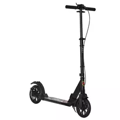 HOMCOM Adult Teens Kick Scooter Foldable Height Adjustable Aluminium Ride On Toy for 14+ w/ Rear Wheel & Hand Brake, 200mm Big Wheels, Shock Mitigation System - Black - 1