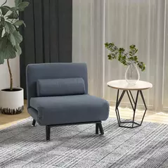 HOMCOM Linen Chair Bed, 3-in-1 Convertible Sleeper Chair with Adjustable Backrest, Pillow, for Living Room, Bedroom, Dark Grey - 2