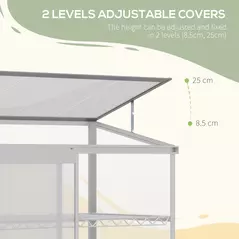 Outsunny 3 Tier Greenhouse Garden Outdoor Cold Frame Plant Flower Growth Transparent Polycarbonate Board Openable Roof Sliding Door w/ Foundation 131L x 58W x 140H cm - 6