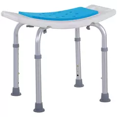 HOMCOM Shower Chair, Adjustable Height Shower Stool with Aluminium Frame and Non-Slip Feet, Bathtub Stool Seat for Elderly Disabled Handicap, Blue - 1