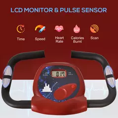 HOMCOM Folding Exercise Bike, Fitness Bicycle Indoor Trainer, 8-Level Magnetic Resistance Adjustable, with LCD Monitor, Pulse Sensor, Red - 8