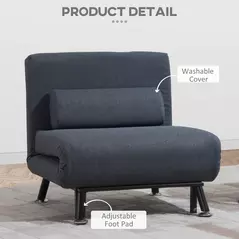 HOMCOM Linen Chair Bed, 3-in-1 Convertible Sleeper Chair with Adjustable Backrest, Pillow, for Living Room, Bedroom, Dark Grey - 7