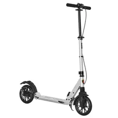 HOMCOM Teen/Adults Aluminium Folding Kick Scooter w/ Shock Mitigation System Silver - 1