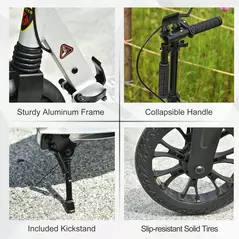 HOMCOM Teen/Adults Aluminium Folding Kick Scooter w/ Shock Mitigation System Silver - 7