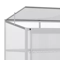 Outsunny 3 Tier Greenhouse Garden Outdoor Cold Frame Plant Flower Growth Transparent Polycarbonate Board Openable Roof Sliding Door w/ Foundation 131L x 58W x 140H cm - 8