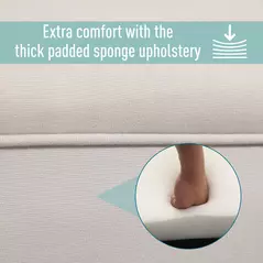 HOMCOM Small Bench, Upholstered Window Seat with Arms and Wooden Legs, Modern Shoe Bench for Entryway, Living Room, Bedroom, Greyish White - 7