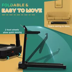 HOMCOM 600W Foldable Steel Motorised Treadmill Running Machine w/ LCD Monitor Black - 4