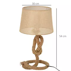 HOMCOM Nautical Style Table Lamp with Fabric Lampshade Metal Frame Power Switch, 48cm Home Desk Lamp Bedroom Living Room Study E27 Base, Beige - 3