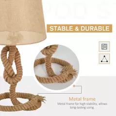 HOMCOM Nautical Style Table Lamp with Fabric Lampshade Metal Frame Power Switch, 48cm Home Desk Lamp Bedroom Living Room Study E27 Base, Beige - 5