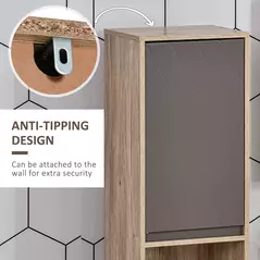 HOMCOM Narrow Bathroom Cabinet, Slim Bathroom Storage Unit with Open Compartment, Freestanding Storage Cupboard with Adjustable Shelves for Small Spaces, 30 x 24 x 170 cm, Grey and Oak - 7