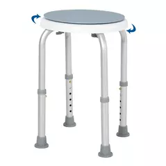 HOMCOM 360° Swivel Shower Chair, Height Adjustable Aluminium Shower Stool with Non-Slip Feet for Disabled, Elderly, Light Blue - 1