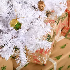 HOMCOM 5ft Snow Artificial Christmas Tree w/ Metal Stand Decorations Home Seasonal Elegant Faux White - 9