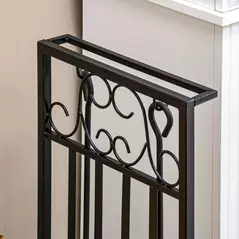 HOMCOM Steel Firewood Log Holder Indoor Outdoor Firewood Rack Fireplace Wood Storage Shelf with 4 Tools, Hooks, Scrolls, Rust-Resistant, Black, 75L x 30W x 60H cm - 8