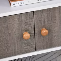 HOMCOM Bookcase, Freestanding Book Shelf with Storage Cabinet, 6 Shelves and Wood Legs for Home Office Display, White and Grey, 24D x 71.8W x 90.8H cm - 9