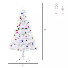 HOMCOM 5ft Snow Artificial Christmas Tree w/ Metal Stand Decorations Home Seasonal Elegant Faux White - 3