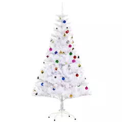 HOMCOM 5ft Snow Artificial Christmas Tree w/ Metal Stand Decorations Home Seasonal Elegant Faux White - 1