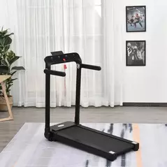 HOMCOM 600W Foldable Steel Motorised Treadmill Running Machine w/ LCD Monitor Black - 2