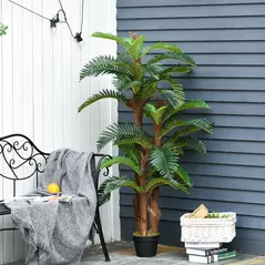 Outsunny Artificial Plant Tropical Fern in Pot, Fake Plants for Home Indoor Decor, 150cm, Green - 7