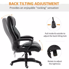 Vinsetto Office Chair with 6-Point Maaage, PU Desk Chair with Padded Seat and Armrest, Computer Chair with Tilt Function for Home, Black - 7