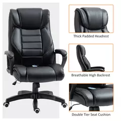 Vinsetto Office Chair with 6-Point Maaage, PU Desk Chair with Padded Seat and Armrest, Computer Chair with Tilt Function for Home, Black - 6