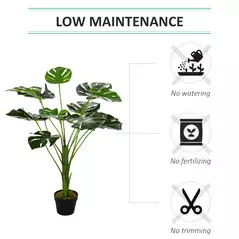 Outsunny Decorative Artificial Monstera Plants in Pot Fake Plants for Home Indoor Outdoor Decor, 85cm - 6