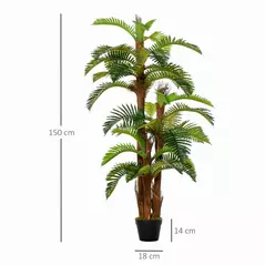 Outsunny Artificial Plant Tropical Fern in Pot, Fake Plants for Home Indoor Decor, 150cm, Green - 3